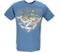GURU SHOP Retro T-Shirt, Tree Save Earth T-Shirt - Wale Island/blau, Herren, Size:L