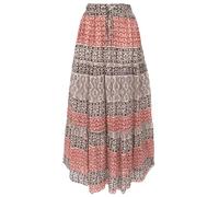 GURU SHOP Rock Boho Chic, Weit Schwingender Maxirock - Schwarz/rot, Damen, Baumwolle
