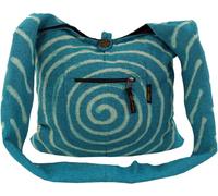 GURU SHOP Sadhu Bag mit Batik Spirale,große Boho Schultertasche, Schulterbeutel - Blau, Unisex - Erwachsene, 40x40x10 cm