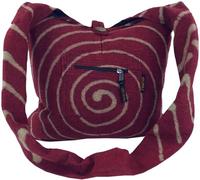 GURU SHOP Sadhu Bag mit Batik Spirale,große Boho Schultertasche, Schulterbeutel - Rot, Unisex - Erwachsene, 35x40x10 cm