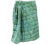 GURU SHOP Schmaler Bali Sarong, Wickelrock, Sarongkleid, Schal - Spirale/grün, Herren/Damen