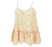 GURU SHOP Seidiges Boho Trägertop, Luftiges Top, Lockeres Sommertop - Vanille, Damen, Synthetisch, Size:M