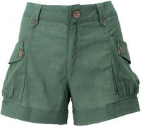 GURU SHOP Shorts Boho-chic, Kurze Hose Leinenlook - Grün, Damen, Size:S