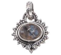 GURU SHOP Silberanhänger, Indischer Boho Kettenanhänger - Labradorit, 1x1 cm