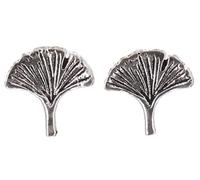 GURU SHOP Silberne Ohrringe, Ohrstecker aus Silber - Gingko, 0 cm