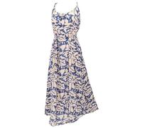 GURU SHOP Sommerkleid, Maxikleid, Strandkleid, Langes Bohokleid mit Gürtel - Blau/weiß, Damen, Size:L/XL