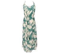 GURU SHOP Sommerkleid, Maxikleid, Strandkleid, Langes Bohokleid mit Gürtel - Grün/weiß, Damen, Size:L/XL