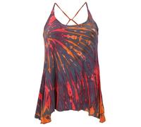 GURU SHOP Sommerliches Boho Batik Top, Unikat Lockeres Yogatop - Grau, Damen