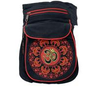 GURU SHOP Stoff Sidebag & Gürteltasche Aum Mandala, Goa Gürteltasche, Bauchtasche - Schwarz/rot, Unisex - Erwachsene, Baumwolle, 25x17x4 cm