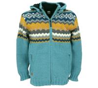 GURU SHOP Strickjacke, Wolljacke, Nepaljacke, Fleece gefüttert, Aqua, XXL