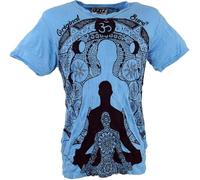GURU SHOP Sure Herren T-Shirt Meditation Buddha - Hellblau, Size:M