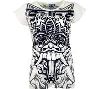 GURU SHOP Sure T-Shirt Bali Dragon - Weiß, Damen, Baumwolle, Size:S