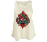 GURU SHOP Tanktop mit Farbigem Ethnodruck - Creme/Lotus, Damen
