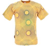 GURU SHOP Tibet & Buddhist Art T-Shirt, Fusion Mandala Stonewash T-Shirt - Gelb, Herren, Size:M