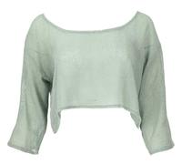 GURU SHOP Transparente Boho Bluse, Oversize Baumwollbluse, Maxibluse - Salbei, Damen