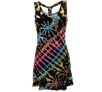 GURU SHOP Unikat Batik Minikleid, Boho Tank-Kleid - Schwarz, Damen