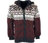 GURU SHOP Unisex Strickjacke mit Norwegermuster, Wolljacke, Nepaljacke rot - Modell 20, Herren, Size:M