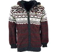 GURU SHOP Unisex Strickjacke mit Norwegermuster, Wolljacke, Nepaljacke rot - Modell 20, Herren, Wolle, Size:XL