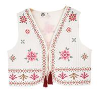 GURU SHOP Vintage Boho Steppweste, Folklore Weste mit Stickerei aus Baumwolle, weiß, XXL