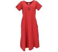 GURU SHOP Weiches Bequemes Baumwollkleid, Sommerkleid mit Taschen im Leinen-Look - Rot, Damen, Size:L