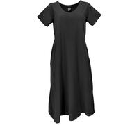 GURU SHOP Weiches Bequemes Baumwollkleid, Sommerkleid mit Taschen im Leinen-Look - Schwarz, Damen, Baumwolle, Size:XL