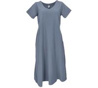 GURU SHOP Weiches Bequemes Baumwollkleid, Sommerkleid mit Taschen im Leinen-Look - Taubenblau, Damen, Baumwolle, Size:XL
