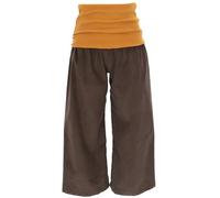 GURU SHOP Weite Cord Marlenehose, Wellnesshose, Yogahose, Boho Hose mit Breitem Bund - Braun, Damen, Baumwolle, Size:S