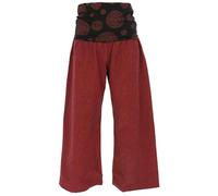 GURU SHOP Weite Marlenehose, Wellnesshose, Yogahose, Boho Hose mit Breitem Bund - Dunkelrot, Damen, Baumwolle, Size:M