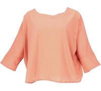 GURU SHOP Weites Blusentop mit 3/4 Ärmeln, Maxibluse, Damen, Rostrot, Baumwolle, Size:42