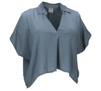 GURU SHOP Weites Boho Blusentop mit Fledermausärmeln, Boho Maxibluse - Blaugrau, Damen