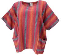 GURU SHOP Weites Boho Blusentop mit Fledermausärmeln, Maxibluse, rot/orange