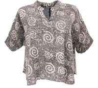 GURU SHOP Weites Boho Blusentop mit Fledermausärmeln, Retro Maxibluse - Taupe, Damen, Size:S
