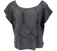 GURU SHOP Weites Damen T-Shirt, Oversize Goashirt mit Psychedelischem Druck - Grau, Size:S/M