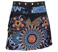 GURU SHOP Wickelrock, Kurzer Goa Rock, Cacheur, Minirock - Schwarz/blau, Damen, Baumwolle