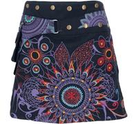 GURU SHOP Wickelrock, Kurzer Goa Rock, Cacheur, Minirock - Schwarz/lila, Damen, Baumwolle