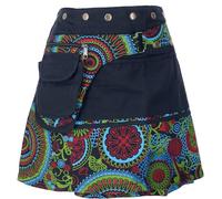 GURU SHOP Wickelrock, Kurzer Rock, Cacheur, Boho Patchworkrock - Schwarz/grün, Damen, Baumwolle