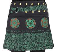 GURU SHOP Wickelrock, Kurzer Rock, Cacheur, Mandala Patchworkrock - Schwarz, Damen, Baumwolle