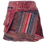 GURU SHOP Wickelrock, Kurzer Rock, Cacheur, Stonewash Patchworkrock - Weinrot, Damen, Baumwolle, Size:S/M