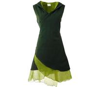 GURU SHOP Wickeltunika, Boho Elfentunika mit Zipfelkapuze, Wickelkleid - Grün, Damen, Baumwolle, Size:S