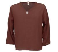GURU SHOP Yoga Hemd, Alternatives Baumwollhemd, Leichtes Freizeithemd, Langarm Schlupfhemd - Braun, Herren, Size:M