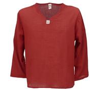 GURU SHOP Yoga Hemd, Alternatives Baumwollhemd, Leichtes Freizeithemd, Langarm Schlupfhemd - Rot, Herren, Size:XXL