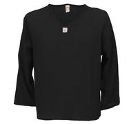 GURU SHOP Yoga Hemd, Alternatives Baumwollhemd, Leichtes Freizeithemd, Langarm Schlupfhemd - Schwarz, Herren, Size:L