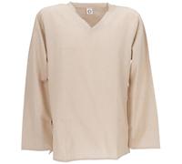 GURU SHOP Yoga Hemd, Goa Hemd, Bequemes Freizeithemd, Unisex Schlupfhemd - Leinenfarben, Herren, Baumwolle, Size:S