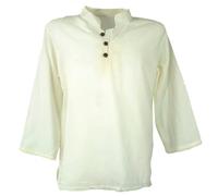 GURU SHOP Yoga Hemd, Goa Hemd mit Knopfleiste - Creme, Herren, Baumwolle, Size:XXL