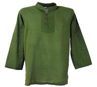 GURU SHOP Yoga Hemd, Goa Hemd mit Knopfleiste - Olive, Herren, Size:XL
