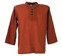 GURU SHOP Yoga Hemd, Goa Hemd mit Knopfleiste - Rost, Herren, Baumwolle, Size:M