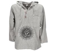 GURU SHOP Yoga Hemd, Goa Hemd Om, Sweatshirt - Grau, Herren, Baumwolle, Size:M
