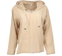 GURU SHOP Yoga Hemd, Leichtes Freizeithemd mit Kapuze, Schlupfhemd, Kapuzenhemd - Sand, Herren, Size:XXL