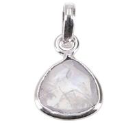 GURU SHOP Zierlicher Silber Anhänger mit geschliffenem Halbedelstein | Eleganter Kettenanhänger, filigran gearbeitet, einzigartiges Design, Meisterwerk indischer Schmuckkunst, ideal für Frauen.