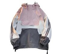 GURUNVANI Herren Anorak-Jacke, halber Reißverschluss, Kapuze, Windbreaker, Mantel, Unisex, Outdoor-Pullover, Pink, Medium